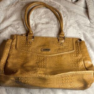 Kim Rogers Crocodile-Embossed Gold Shoulder Bag